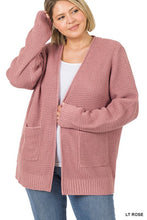 Load image into Gallery viewer, 5 Colors - Plus Size - Low Gauge Waffle Open Cardigan Sweater - Sizes 1X-3X Ti Amo I love you
