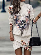 Load image into Gallery viewer, 5 Colors - Printed Turtleneck Long Sleeve Mini Dress Ti Amo I love you
