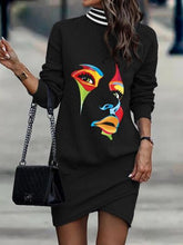 Load image into Gallery viewer, 5 Colors - Printed Turtleneck Long Sleeve Mini Dress Ti Amo I love you
