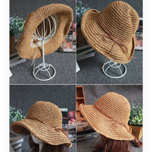 Load image into Gallery viewer, 5 Colors Raffia Bowknit Summer Straw Hat Ti Amo I love you
