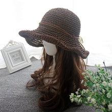 Load image into Gallery viewer, 5 Colors Raffia Bowknit Summer Straw Hat Ti Amo I love you
