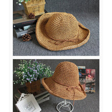 Load image into Gallery viewer, 5 Colors Raffia Bowknit Summer Straw Hat Ti Amo I love you
