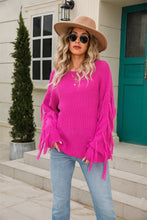 Load image into Gallery viewer, 5 Colors - Ribbed Round Neck Fringe Detail Sweater Ti Amo I love you
