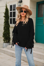 Load image into Gallery viewer, 5 Colors - Ribbed Round Neck Fringe Detail Sweater Ti Amo I love you
