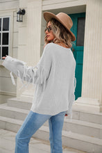 Load image into Gallery viewer, 5 Colors - Ribbed Round Neck Fringe Detail Sweater Ti Amo I love you
