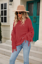 Load image into Gallery viewer, 5 Colors - Ribbed Round Neck Fringe Detail Sweater Ti Amo I love you
