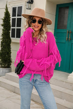 Load image into Gallery viewer, 5 Colors - Ribbed Round Neck Fringe Detail Sweater Ti Amo I love you
