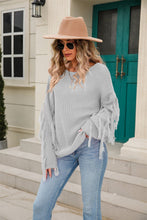 Load image into Gallery viewer, 5 Colors - Ribbed Round Neck Fringe Detail Sweater Ti Amo I love you
