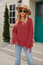 Load image into Gallery viewer, 5 Colors - Ribbed Round Neck Fringe Detail Sweater Ti Amo I love you
