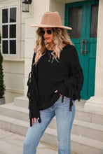 Load image into Gallery viewer, 5 Colors - Ribbed Round Neck Fringe Detail Sweater Ti Amo I love you
