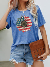 Load image into Gallery viewer, 5 Colors - US Flag Flower Graphic Tee - Sizes S-XL Ti Amo I love you
