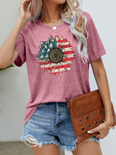 Load image into Gallery viewer, 5 Colors - US Flag Flower Graphic Tee - Sizes S-XL Ti Amo I love you
