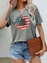 Load image into Gallery viewer, 5 Colors - US Flag Flower Graphic Tee - Sizes S-XL Ti Amo I love you
