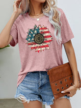 Load image into Gallery viewer, 5 Colors - US Flag Flower Graphic Tee - Sizes S-XL Ti Amo I love you
