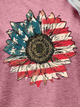 Load image into Gallery viewer, 5 Colors - US Flag Flower Graphic Tee - Sizes S-XL Ti Amo I love you
