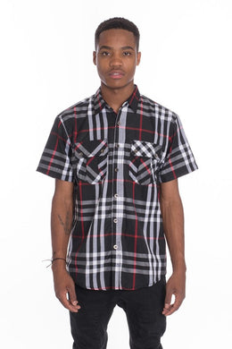 5 Colors - Weiv Men's Casual Short Sleeve Checker Shirts - Sizes S-2XL Ti Amo I love you