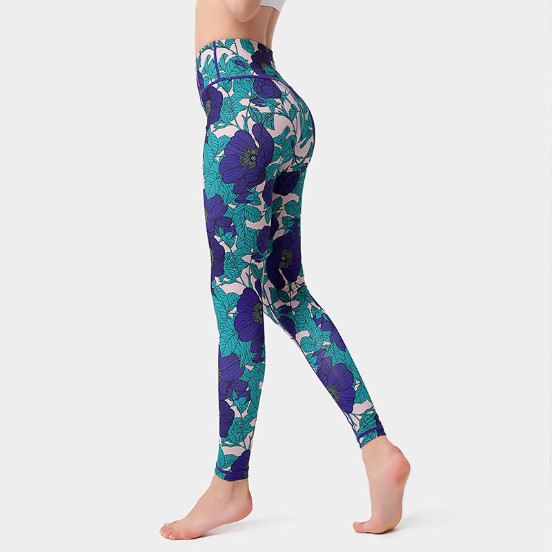 5 Patterns - Womens - Floral Pattern - Yoga Pants Ti Amo I love you