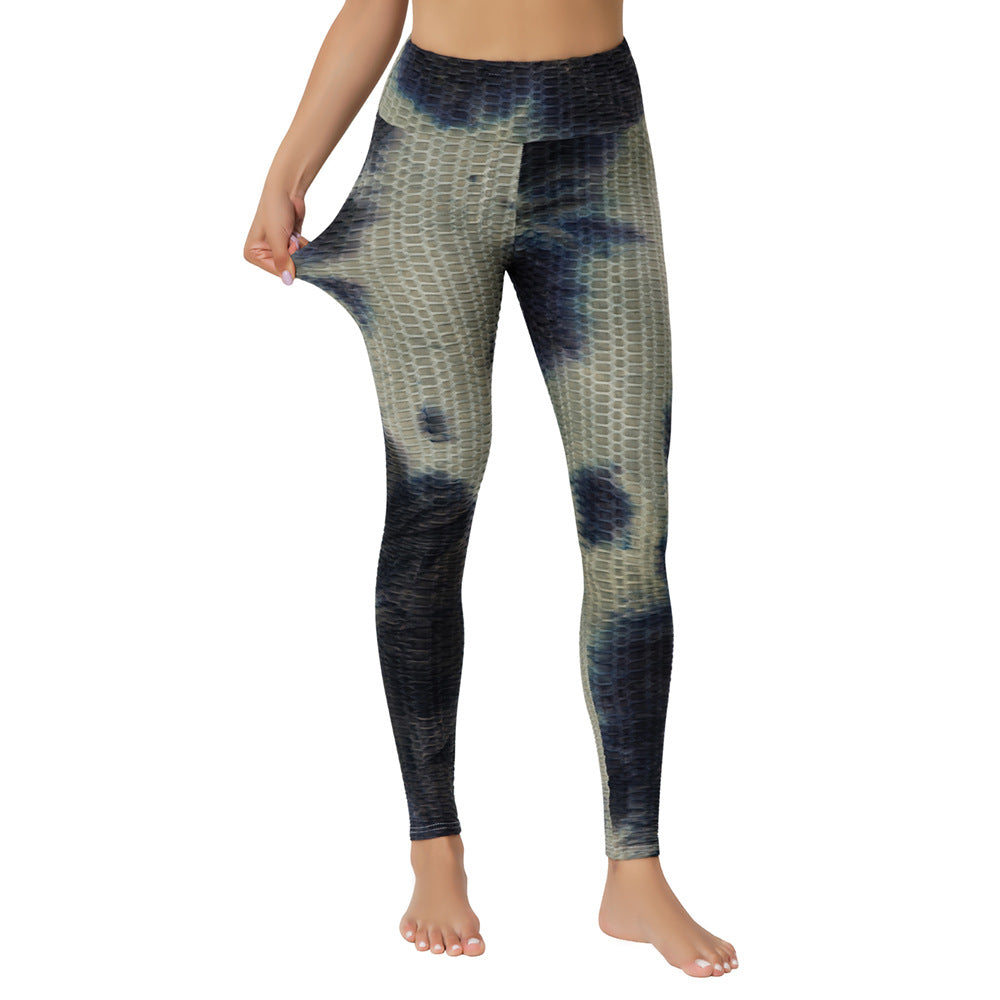 5 Patterns - Womens - Yoga Jacquard Tie-Dye Yoga Clothes Bubble Yoga Pants Ti Amo I love you