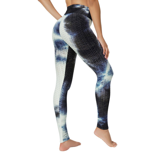 5 Patterns - Womens - Yoga Jacquard Tie-Dye Yoga Clothes Bubble Yoga Pants Ti Amo I love you