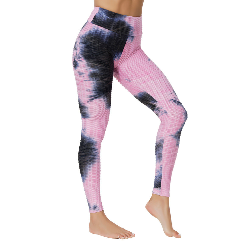 5 Patterns - Womens - Yoga Jacquard Tie-Dye Yoga Clothes Bubble Yoga Pants Ti Amo I love you