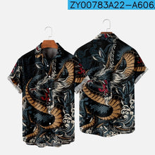 Load image into Gallery viewer, 5 Styles - Men&#39;s Casual Breathable Short Sleeves Summer Hawaiian Dragon Shirts - Sizes S-5XL Ti Amo I love you
