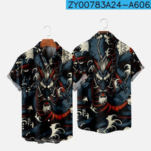 Load image into Gallery viewer, 5 Styles - Men&#39;s Casual Breathable Short Sleeves Summer Hawaiian Dragon Shirts - Sizes S-5XL Ti Amo I love you
