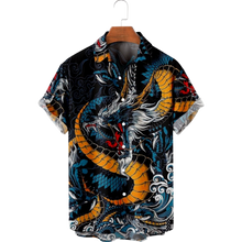 Load image into Gallery viewer, 5 Styles - Men&#39;s Casual Breathable Short Sleeves Summer Hawaiian Dragon Shirts - Sizes S-5XL Ti Amo I love you
