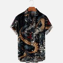 Load image into Gallery viewer, 5 Styles - Men&#39;s Casual Breathable Short Sleeves Summer Hawaiian Dragon Shirts - Sizes S-5XL Ti Amo I love you
