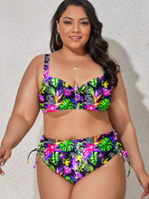 Load image into Gallery viewer, 5 Styles - Plus Size Printed Drawstring Detail Bikini Set - Sizes L-4XL Ti Amo I love you
