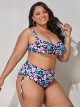 Load image into Gallery viewer, 5 Styles - Plus Size Printed Drawstring Detail Bikini Set - Sizes L-4XL Ti Amo I love you
