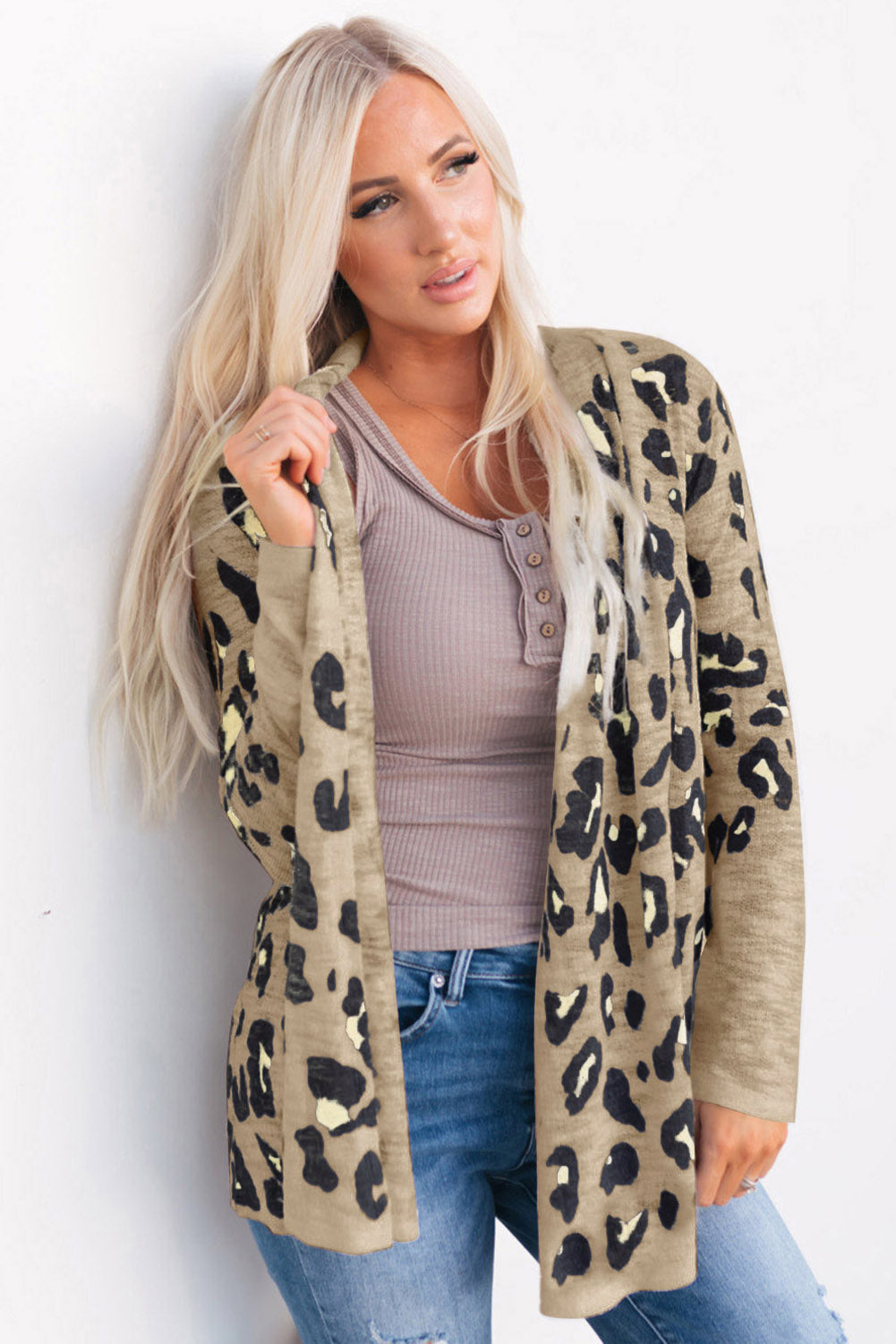 5 Styles - Printed Leopard Long Sleeve Cardigan - Sizes XS-2xl Ti Amo I love you