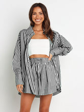 Load image into Gallery viewer, Striped Dropped Shoulder Shirt and Shorts Set
