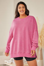 Load image into Gallery viewer, Plus Size Round Neck Drop Shoulder Slit Sweatshirt
