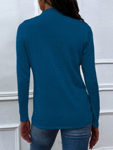 Load image into Gallery viewer, Shiny Drawstring Mock Neck Long Sleeve T-Shirt
