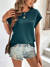 Load image into Gallery viewer, Textured Round Neck Short Sleeve Top
