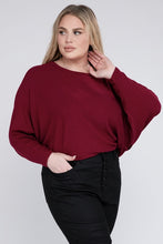 Load image into Gallery viewer, Plus Ribbed Batwing Long Sleeve Boat Neck Sweater
