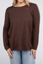 Load image into Gallery viewer, Plus Long Sleeve Round Neck Round Hem Top
