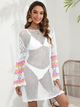 Load image into Gallery viewer, Openwork Contrast Long Sleeve Cover-Up
