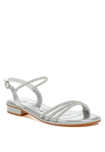 Load image into Gallery viewer, Nobbity Rhinestone Pearl Detail Flat Sandals
