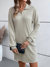 Load image into Gallery viewer, Ribbed Collared Neck Long Sleeve Dress
