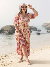 Load image into Gallery viewer, Plus Size Printed Square Neck Ruffle Hem Dress
