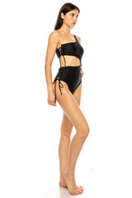 Load image into Gallery viewer, One Piece Side Lace Cutout One Shoulder Swimsuit
