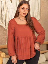 Load image into Gallery viewer, Plus Size Lace Detail Square Neck Long Sleeve Blouse
