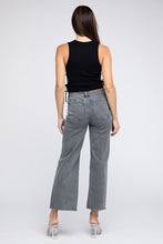 Load image into Gallery viewer, Acid Wash Frayed Cutoff Hem Straight Wide Pants
