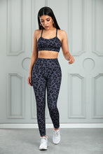 Load image into Gallery viewer, Leopard Cutout Sports Bra and Leggings Set
