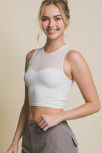 Load image into Gallery viewer, Love Tree Round Neck Ribbed Cropped Mesh Tank
