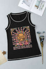 Load image into Gallery viewer, Black Letters Butterfly Floral Printed Stitching Crewneck Tank Top
