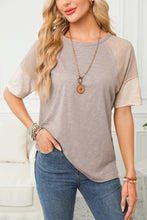 Load image into Gallery viewer, Simply Taupe Exposed Seam Colorblock Loose Tee
