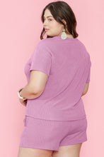 Load image into Gallery viewer, Plus Size Round Neck Short Sleeve Top and Shorts Set
