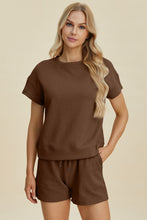 Load image into Gallery viewer, Double Take Full Size Texture Short Sleeve Top and Shorts Set
